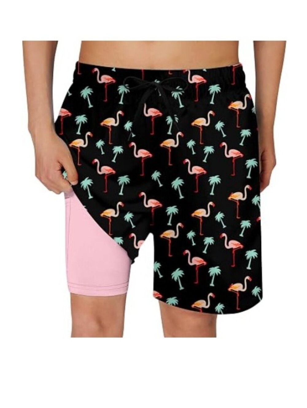 Boys Swim Compression Liner Shorts Quick Dry Bathing Suit with Boxer Black